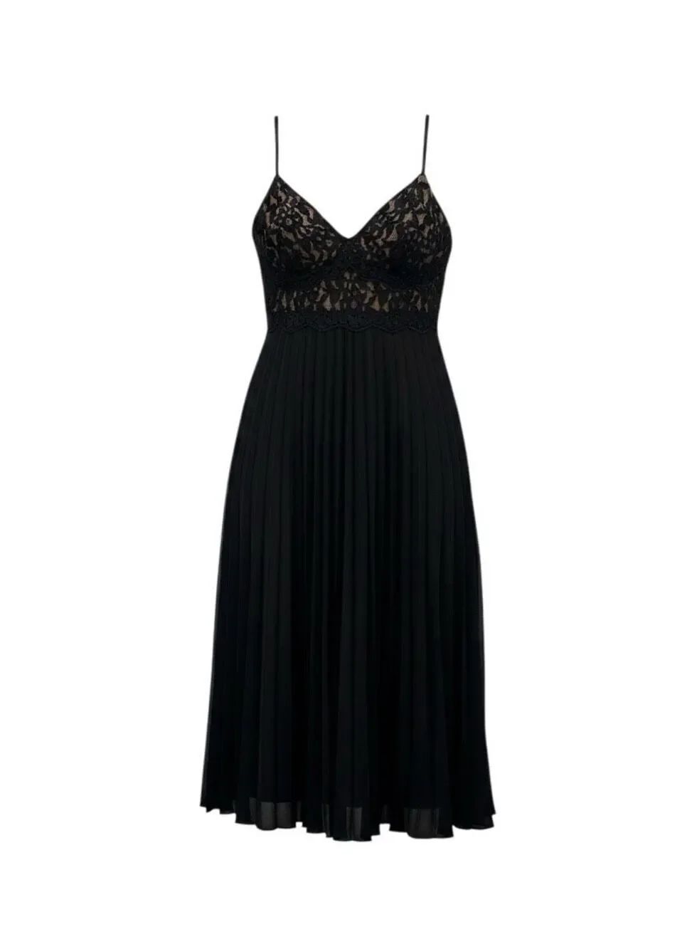 Dressbarn Collection Black Sequin Lace Pleated Empire Waist Cocktail Dress 12